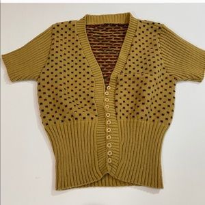 VTG 70 Camel red & green fitted/crop cardi sweater